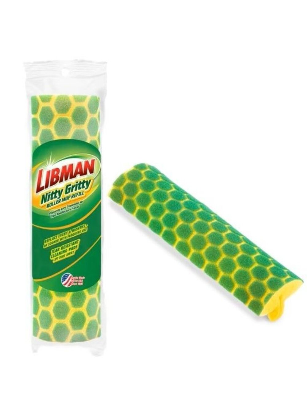Libman Nitty Gritty Roller Mop Refill Cleaning Pads Tear Resistant 2-Pack